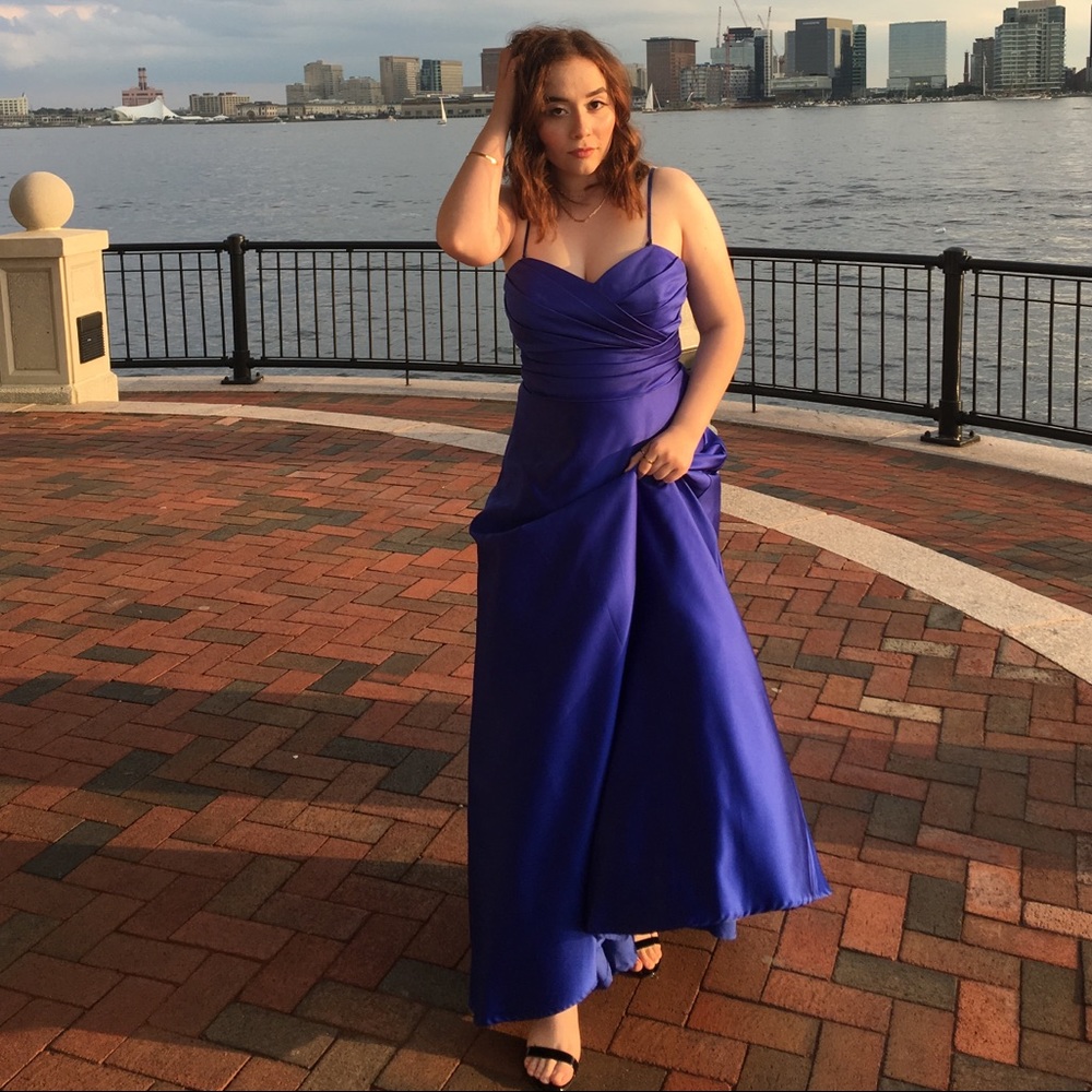 Blue Alfred Angelo Strapless Prom Dress